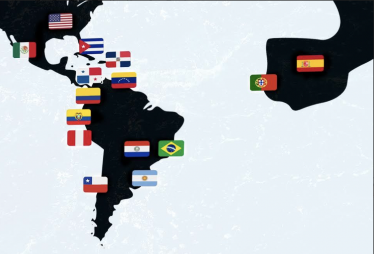 Mapa de las 15 Academias Nacionales que forman parte de la AIBG.