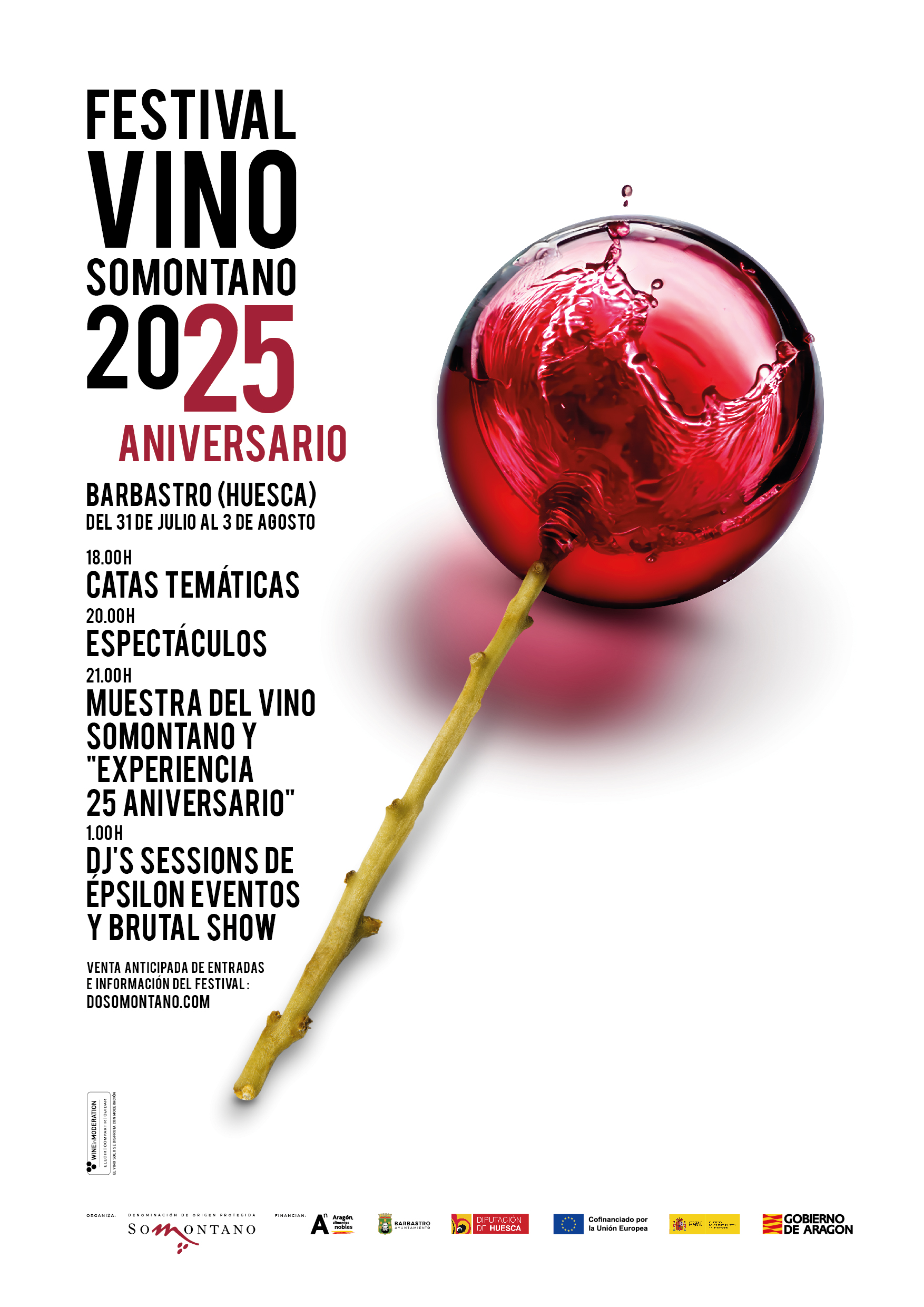 Cartel del Festival Vino Somontano 2025 Aniversario