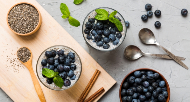 Mousse vegana de arándanos