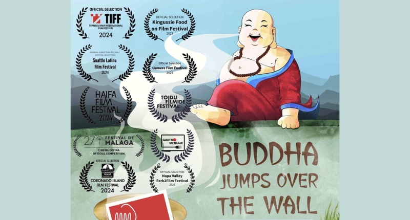 cartel de estreno buda salta el muro