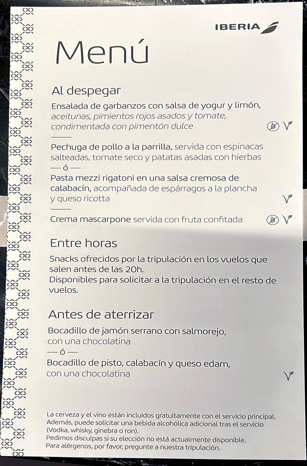 menú iberia business