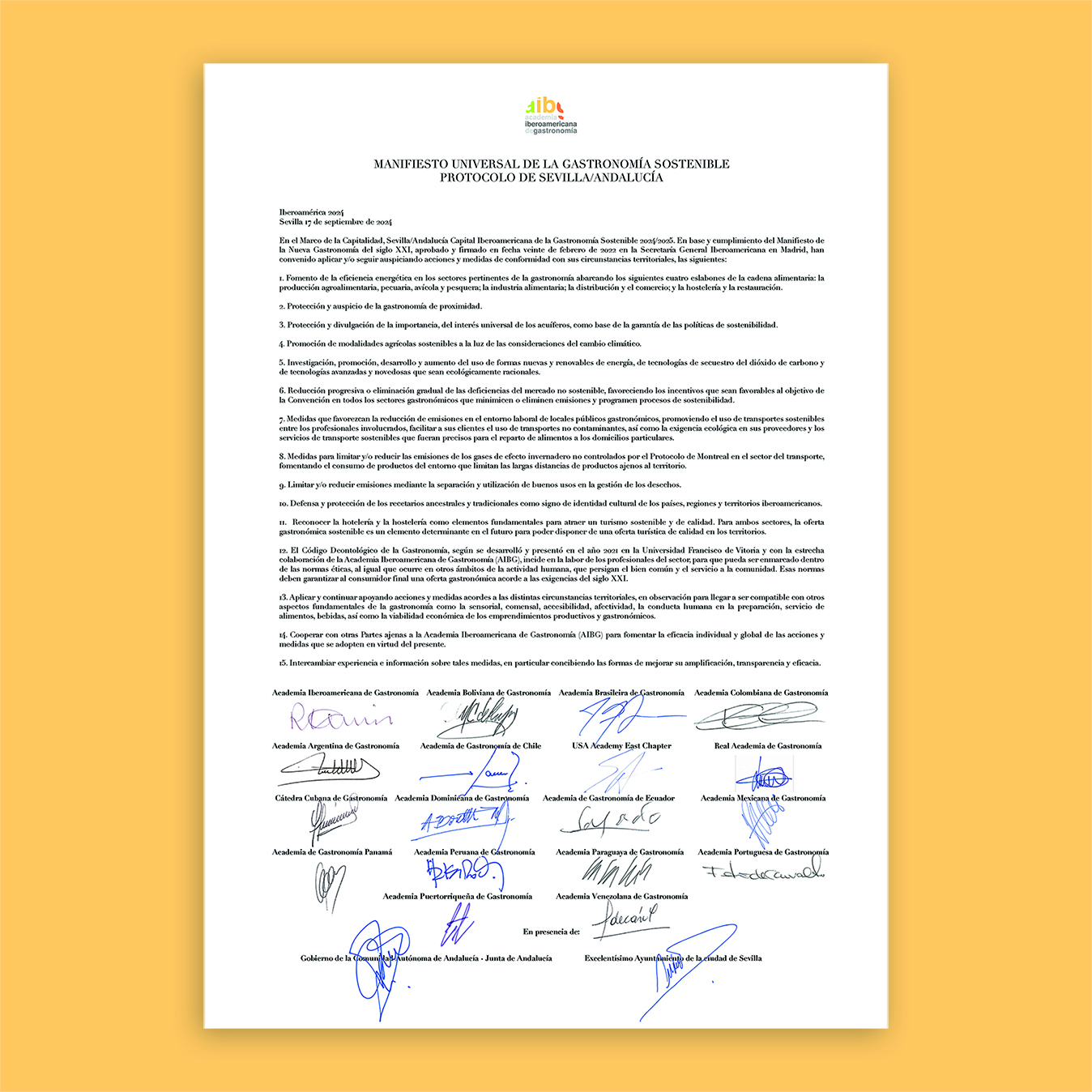 Manifiesto universal de la gastronomía sostenible de la AIBG