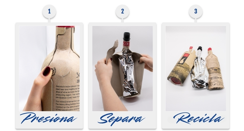 reciclar botella de vino de papel